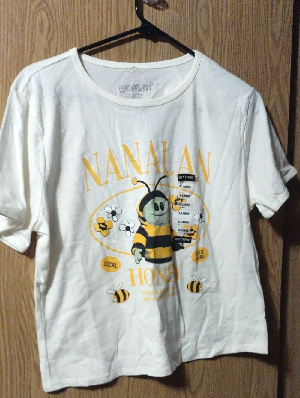 NaNa White Crop Tee with Yellow & Black Bee Graphic